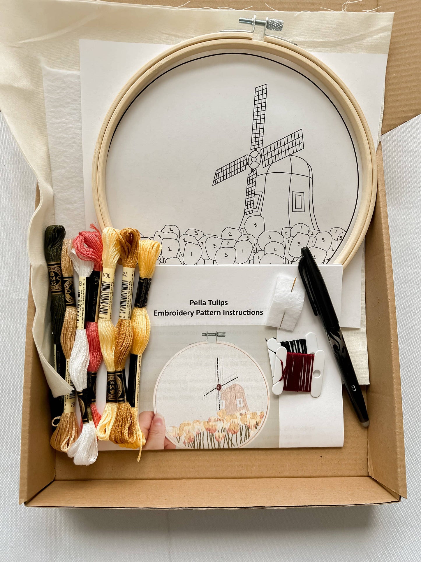Dutch Tulips 6" Hoop DIY Embroidery Kit: Yellow