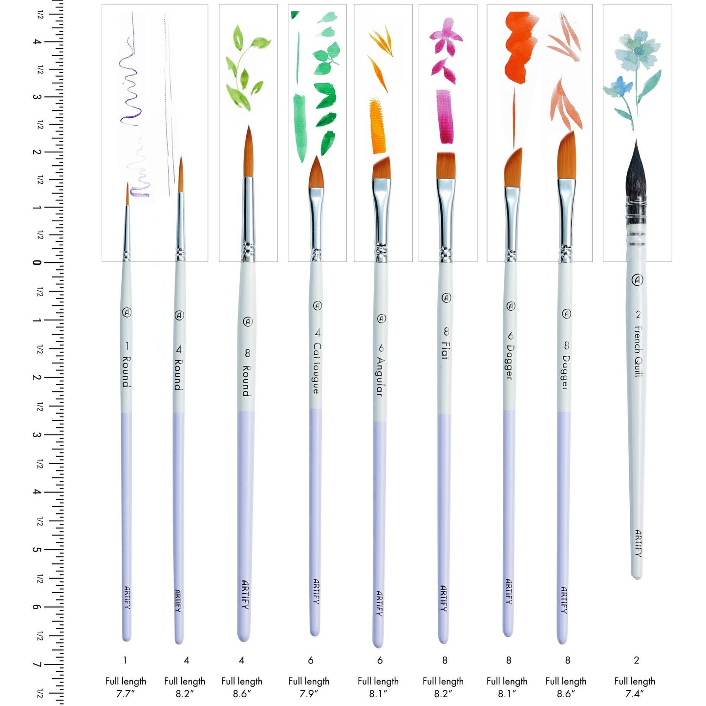 ARTIFY 9 PCS Travel Watercolor Brushes for Beginners & Pros: 9 PCS Camellias