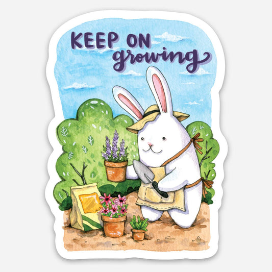 Keep On Growing Bunny Plant Lover Sticker