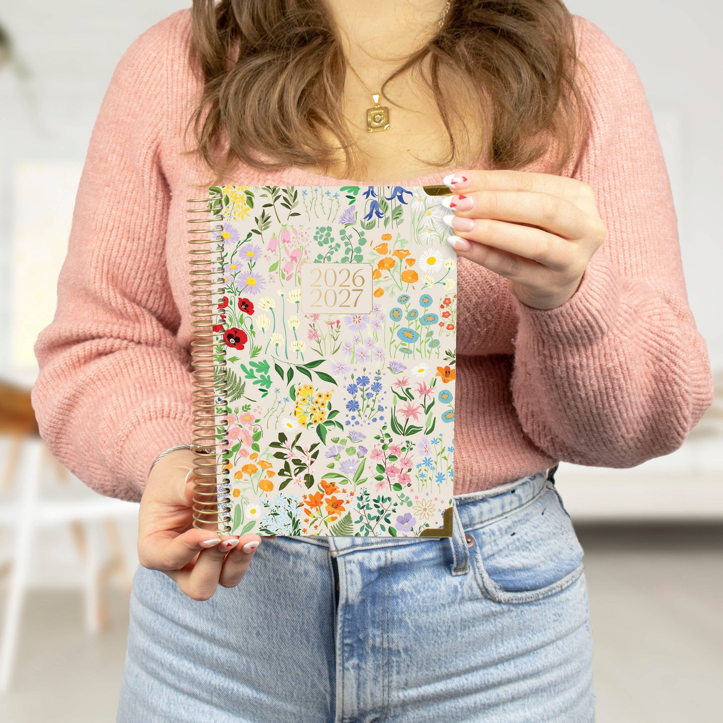 2026-27 Hard Cover Academic Planner, 5x8 Size (A5): Garden Party Beige