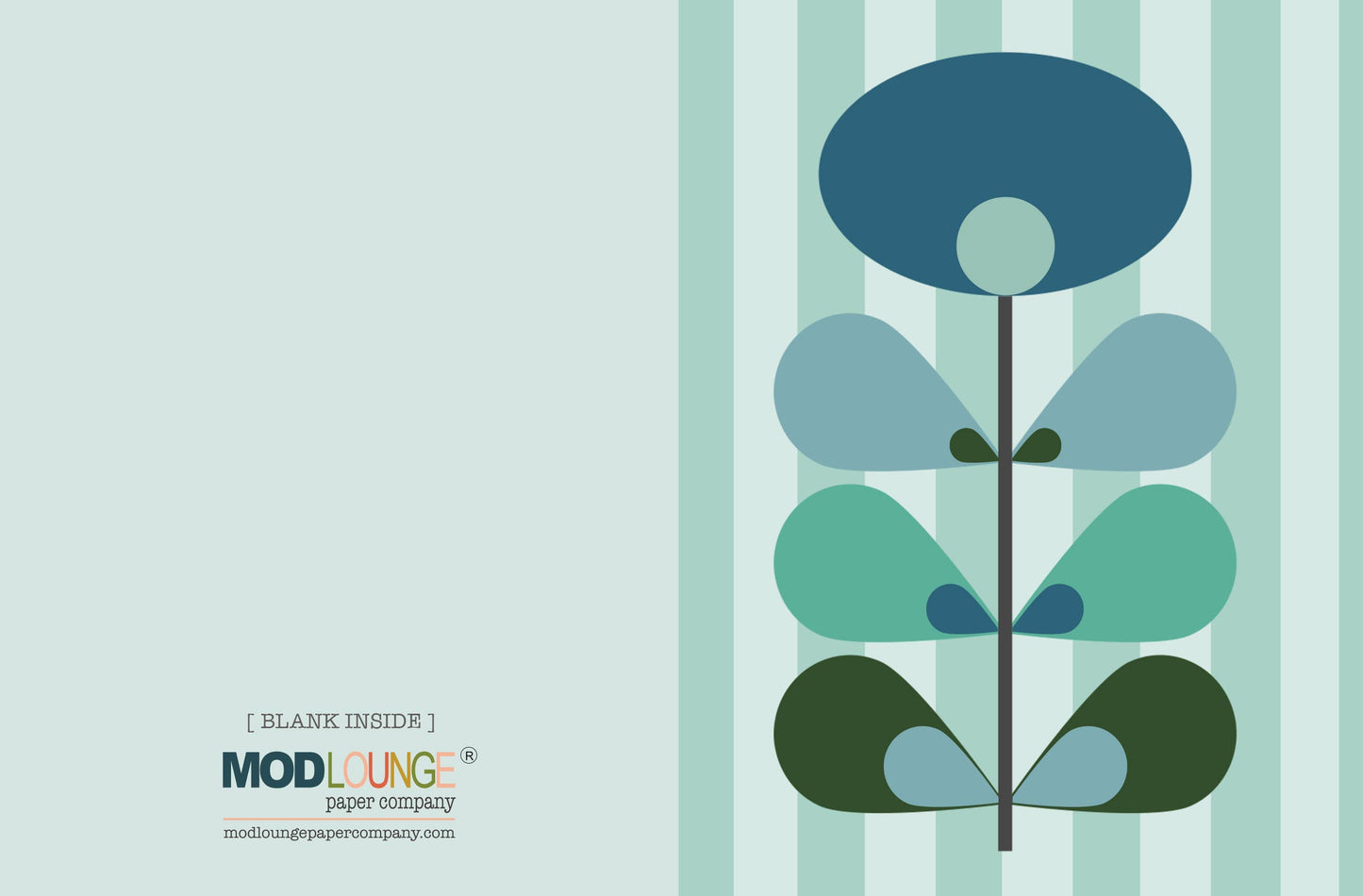 Mod Flower Blue Mid Century Modern Blank Notecard Boxed Set