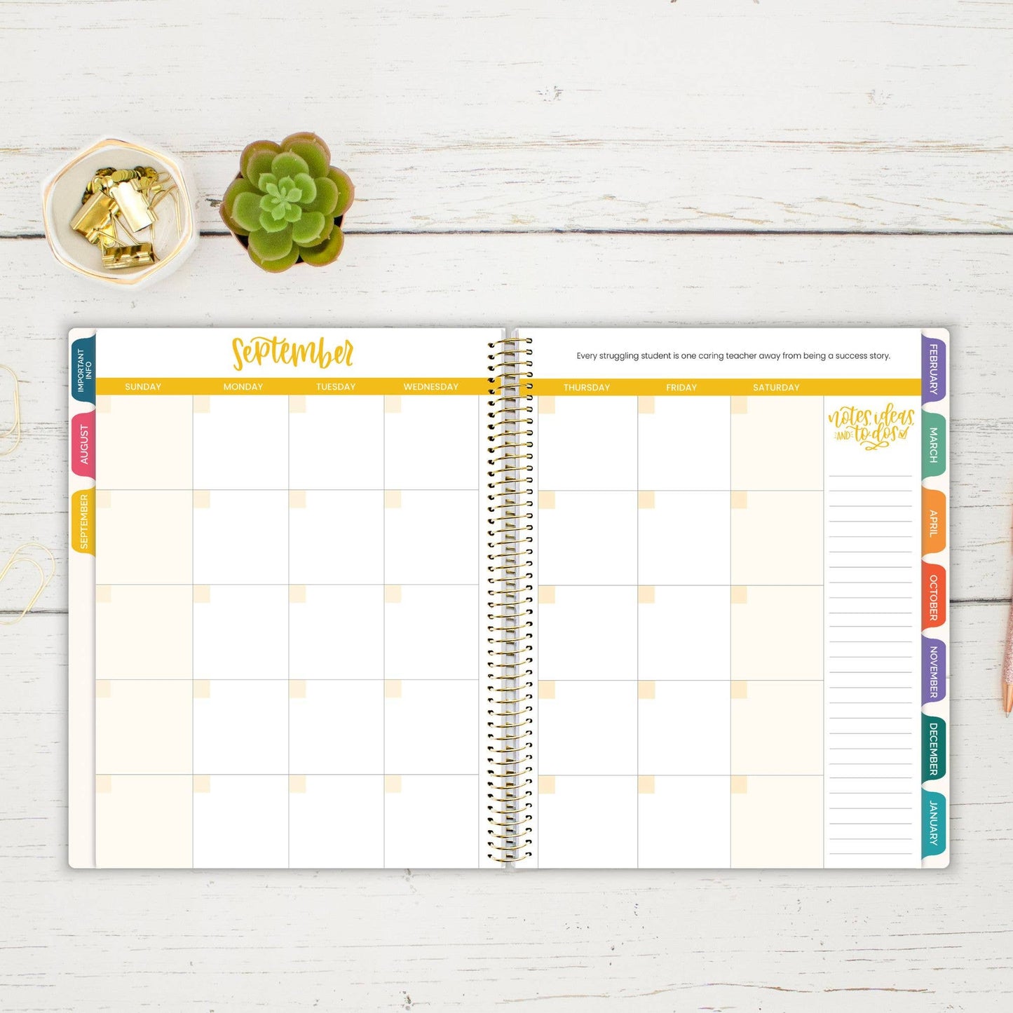 Undated Teacher Planners, Interchangeable: Neutral
