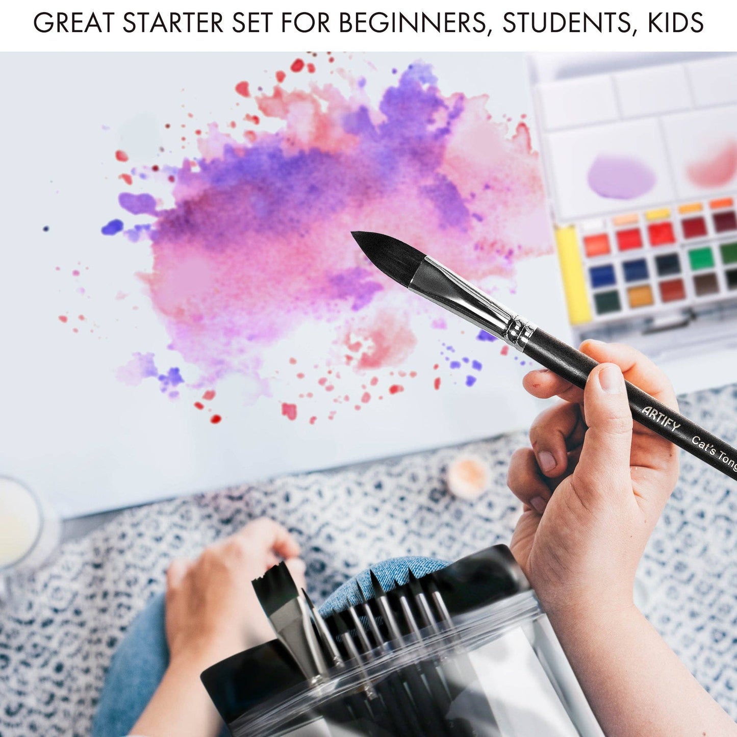 ARTIFY 12 PCS Premium Nylon Hair  Watercolor Brush Set