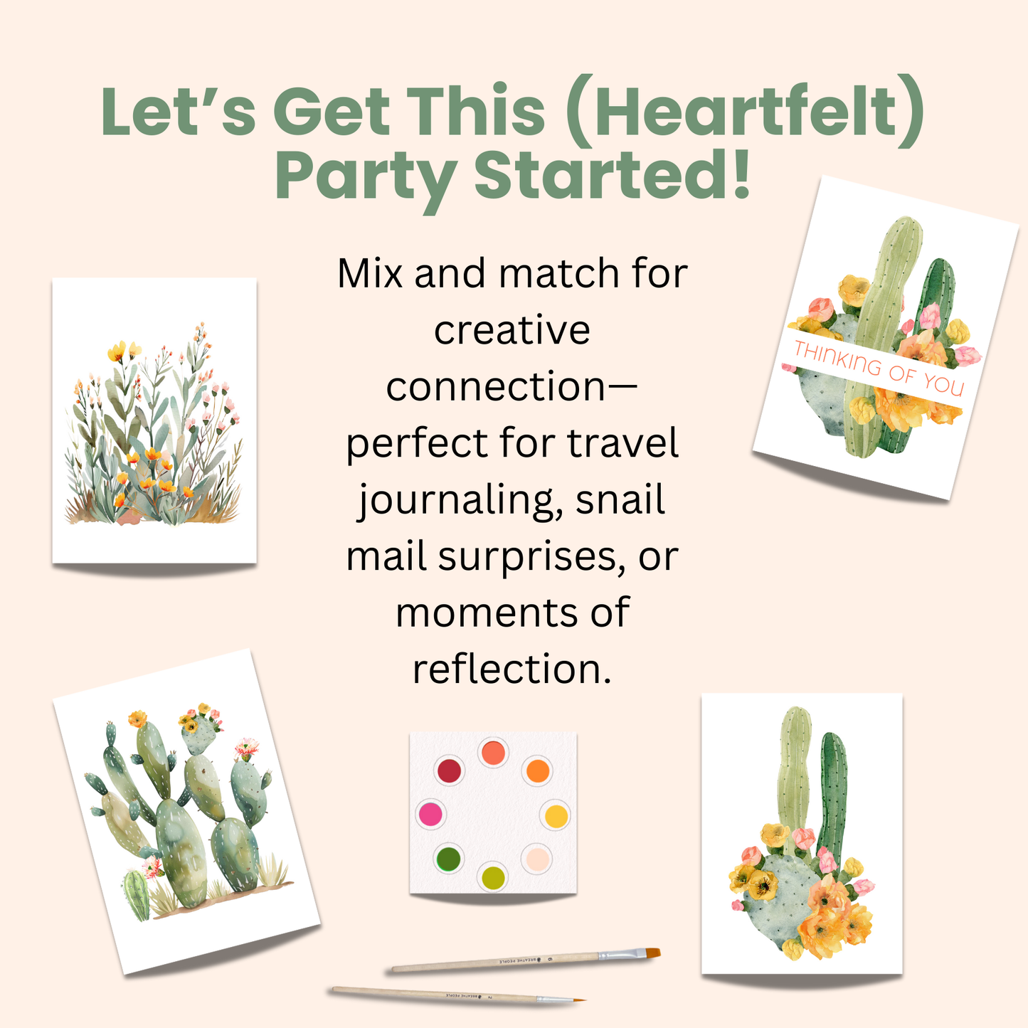 All in One Watercolor Paint Set / Postcards : Summer Flowers