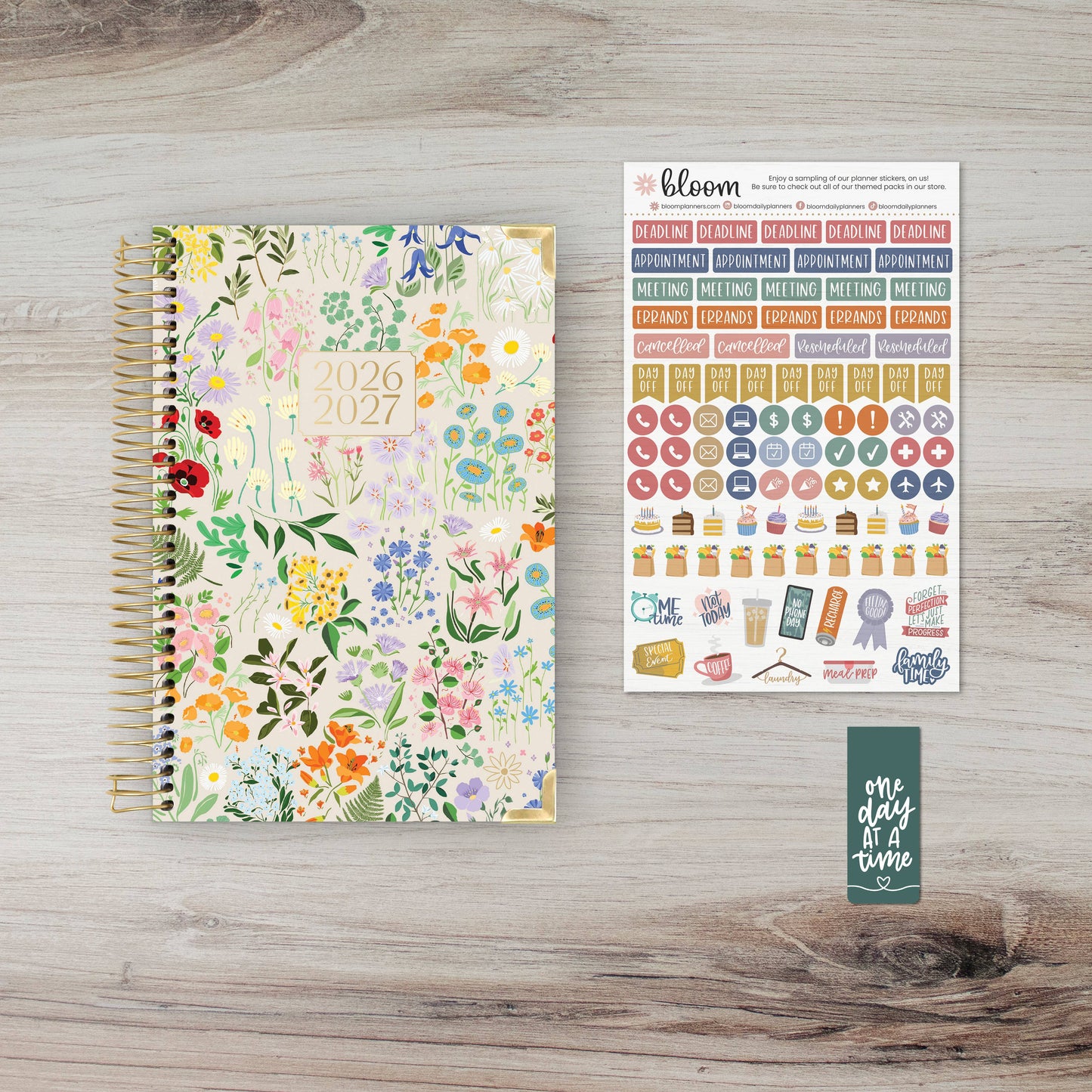 2026-27 Hard Cover Academic Planner, 5x8 Size (A5): Garden Party Beige