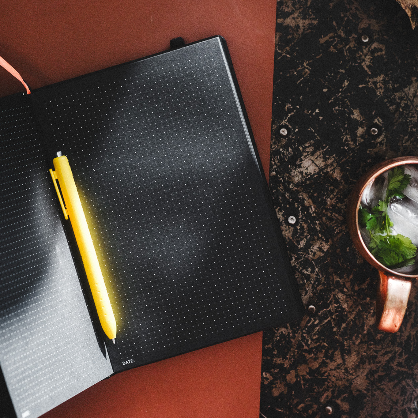 Pitch Black Dot Grid Notebook | (Black Pages) A5 & B5 Sizes : A5