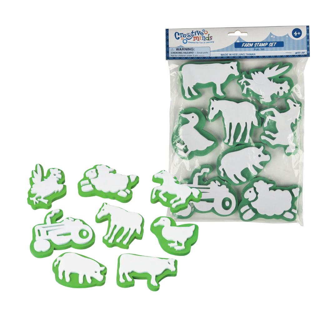 8 Piece Jumbo Ink Farm Stampers for Kids