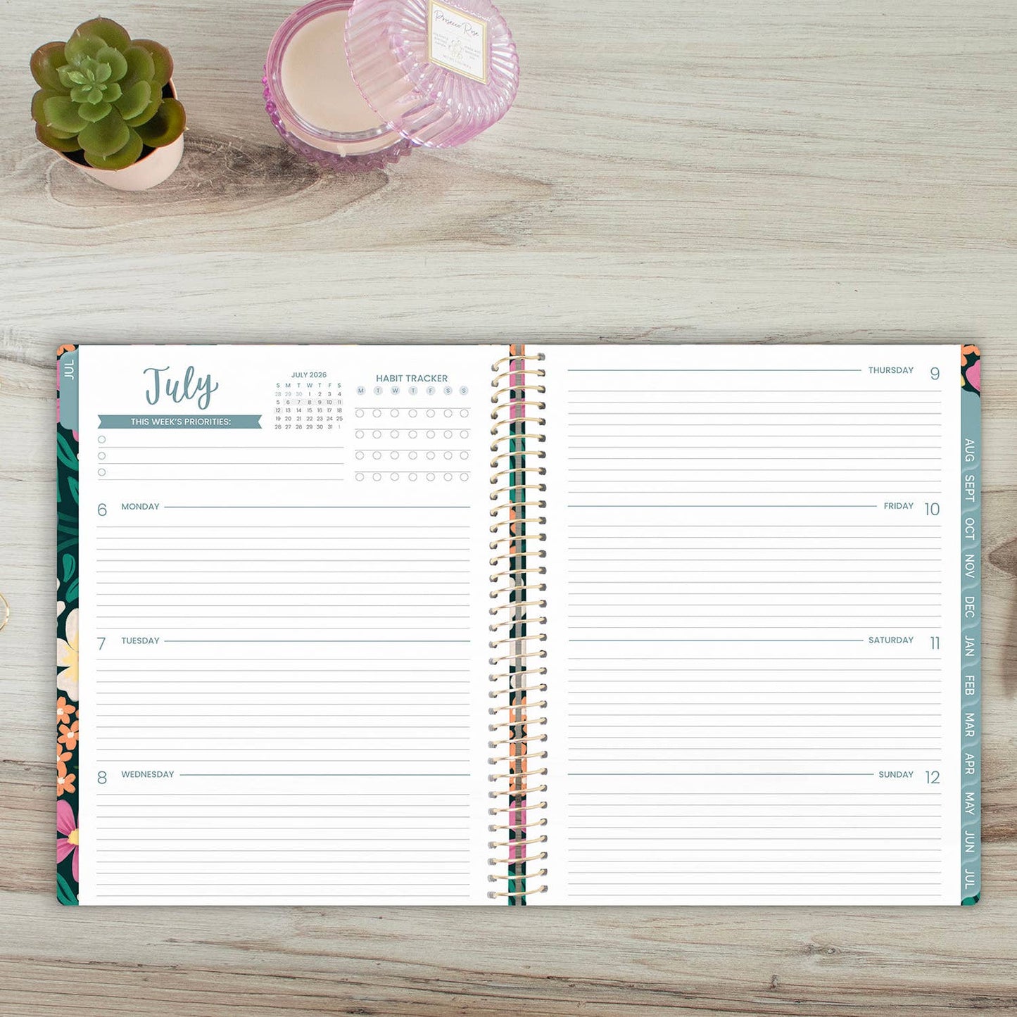 2026-27 Soft Cover Academic Planner, 8.5x11 Size: Painted Peonies