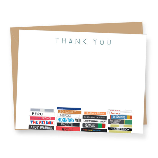 Book Stacks Thank You - Flat Correspondence Cards