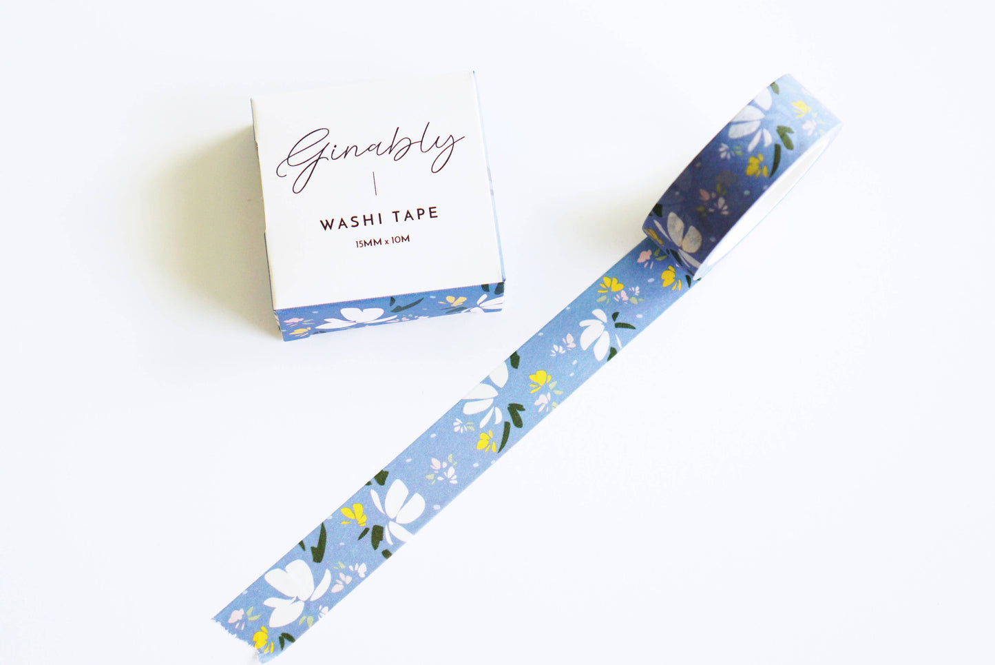 Cloud Blue White Floral Washi Tape