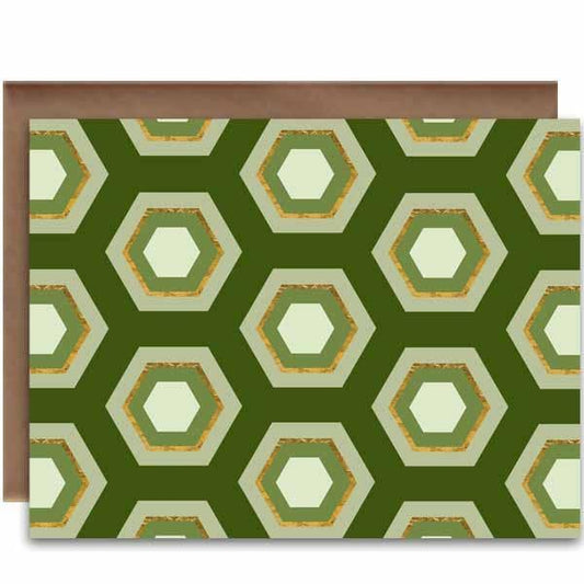 Green Hexagon Notecard: Boxed Set of 8