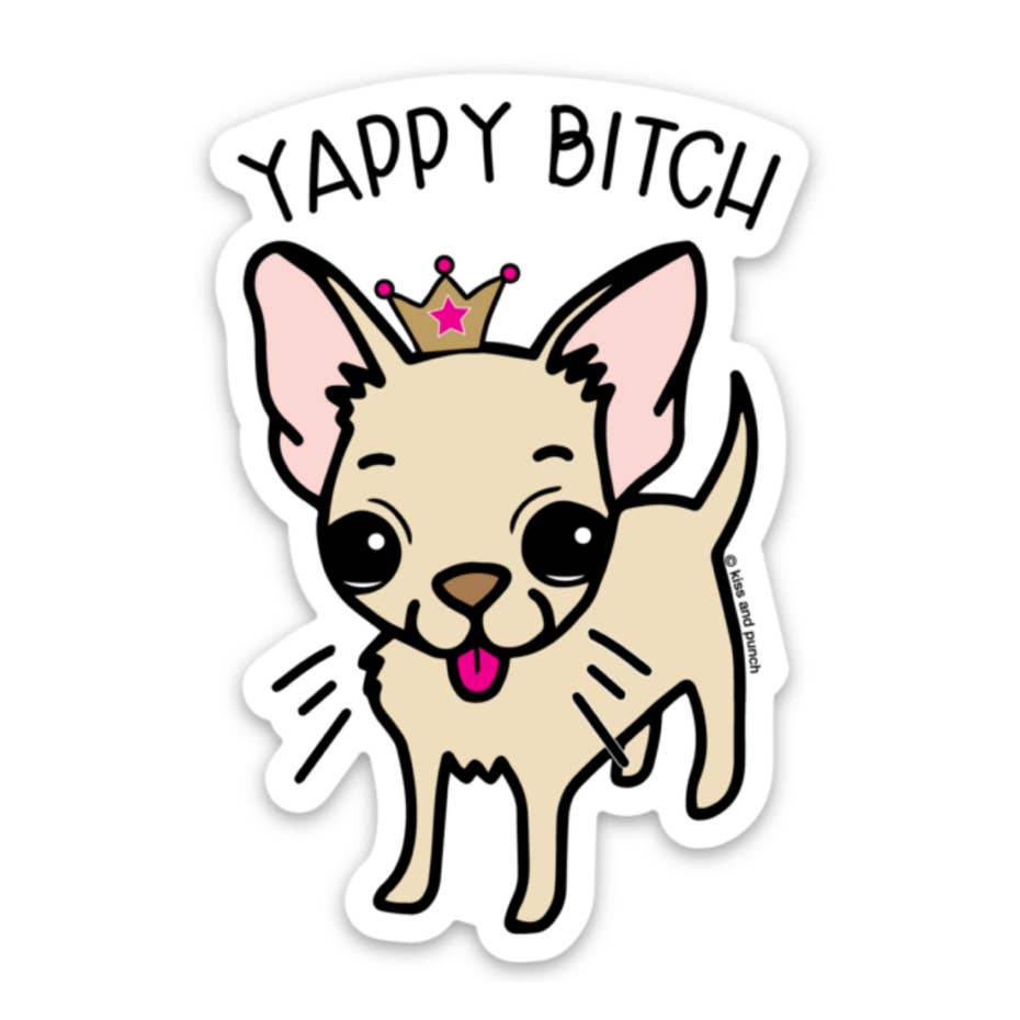 3 Inch Funny Chihuahua Yappy Dog Diecut Vinyl Sticker