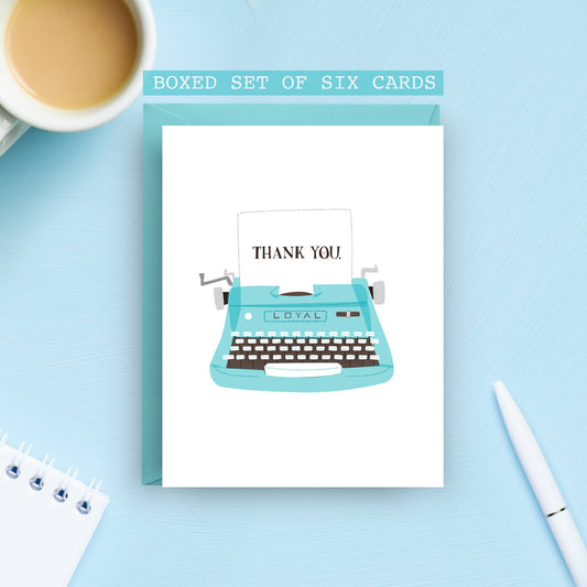 Blue Vintage Typewriter Card Set