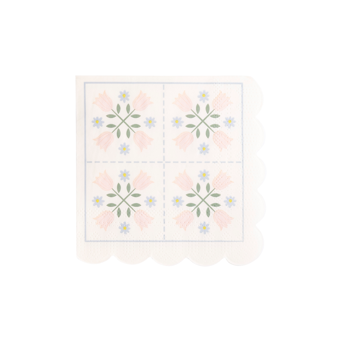 Spring Quilt Scallop Paper Cocktail Napkin