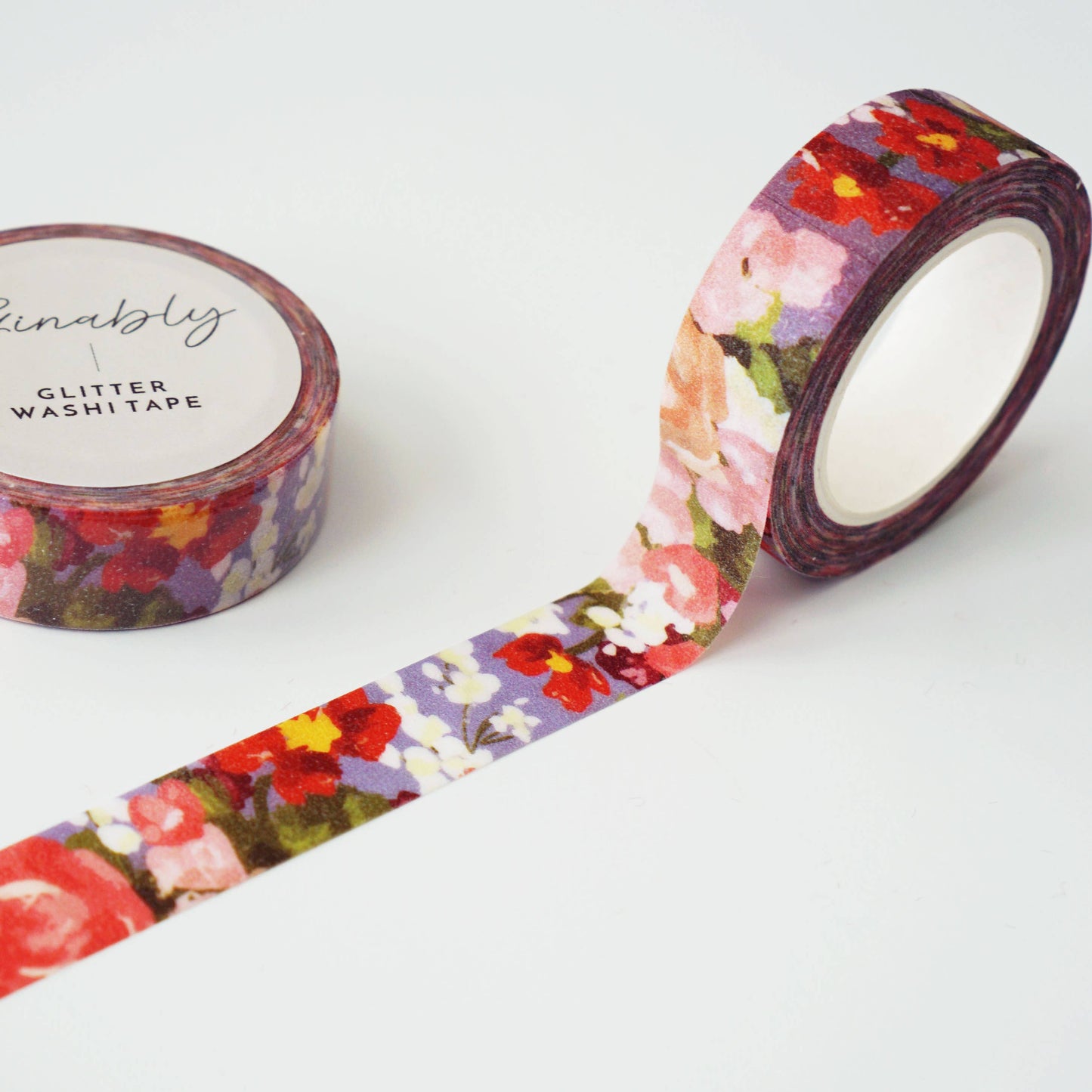 Blue Glitter Floral Washi Tape