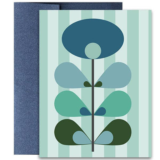 Mid Century Modern Blue Flower Notecard: Boxed Set of 8