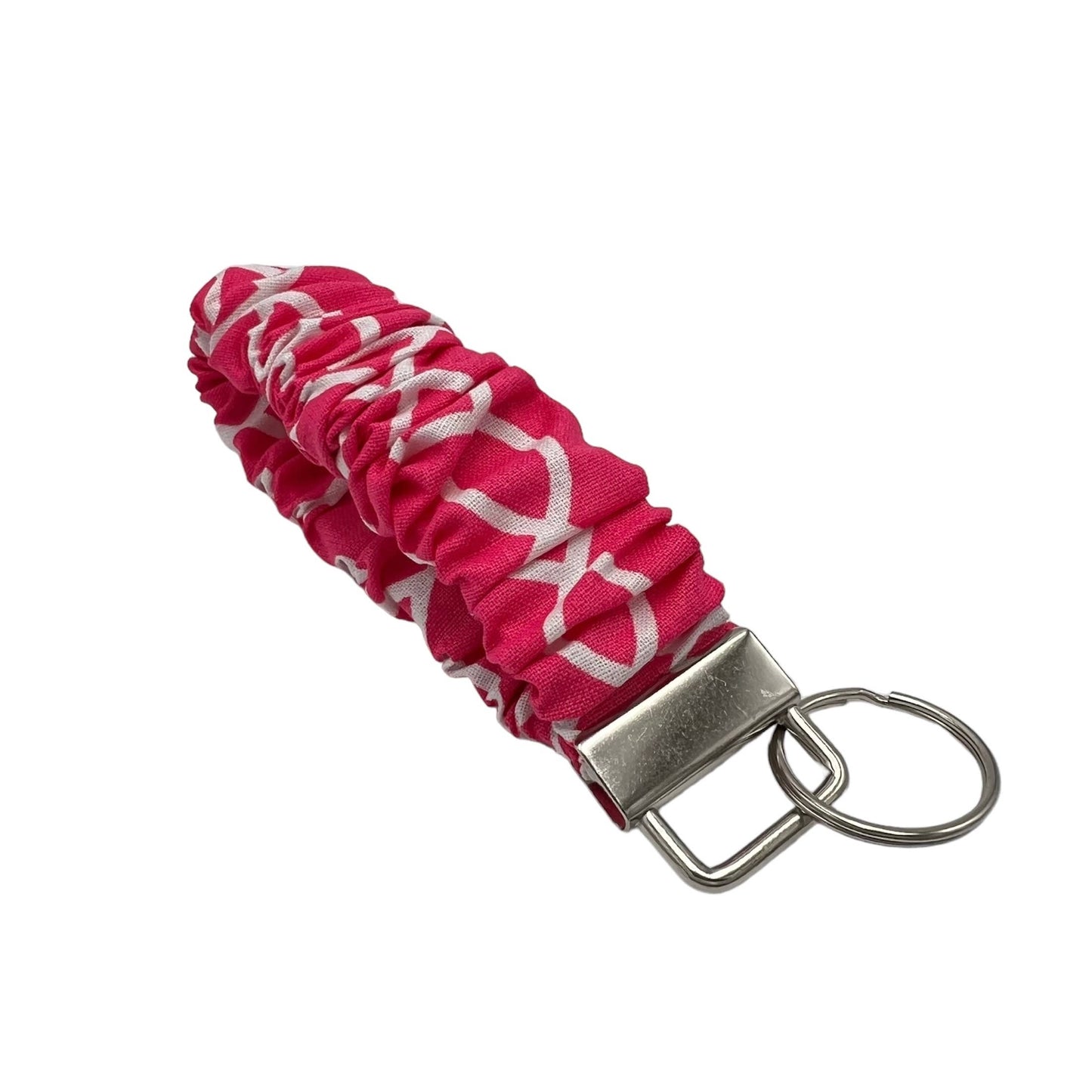 Pink Scrunchie Keychain Cotton Wristlet