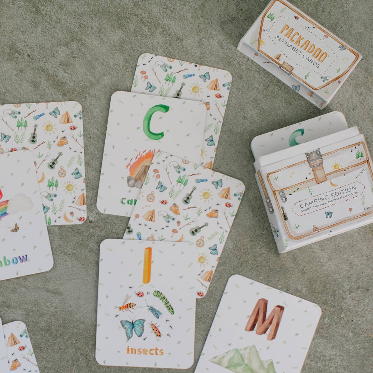Camping Themed Alphabet Flash Cards for Kids