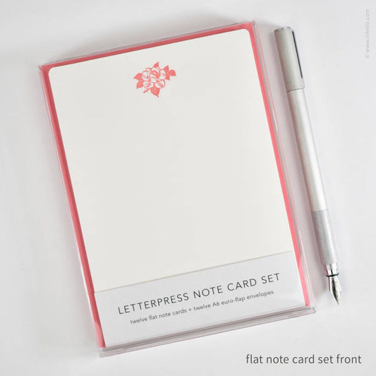 Flat Note Card Set with Vintage Pink Rose (#502)