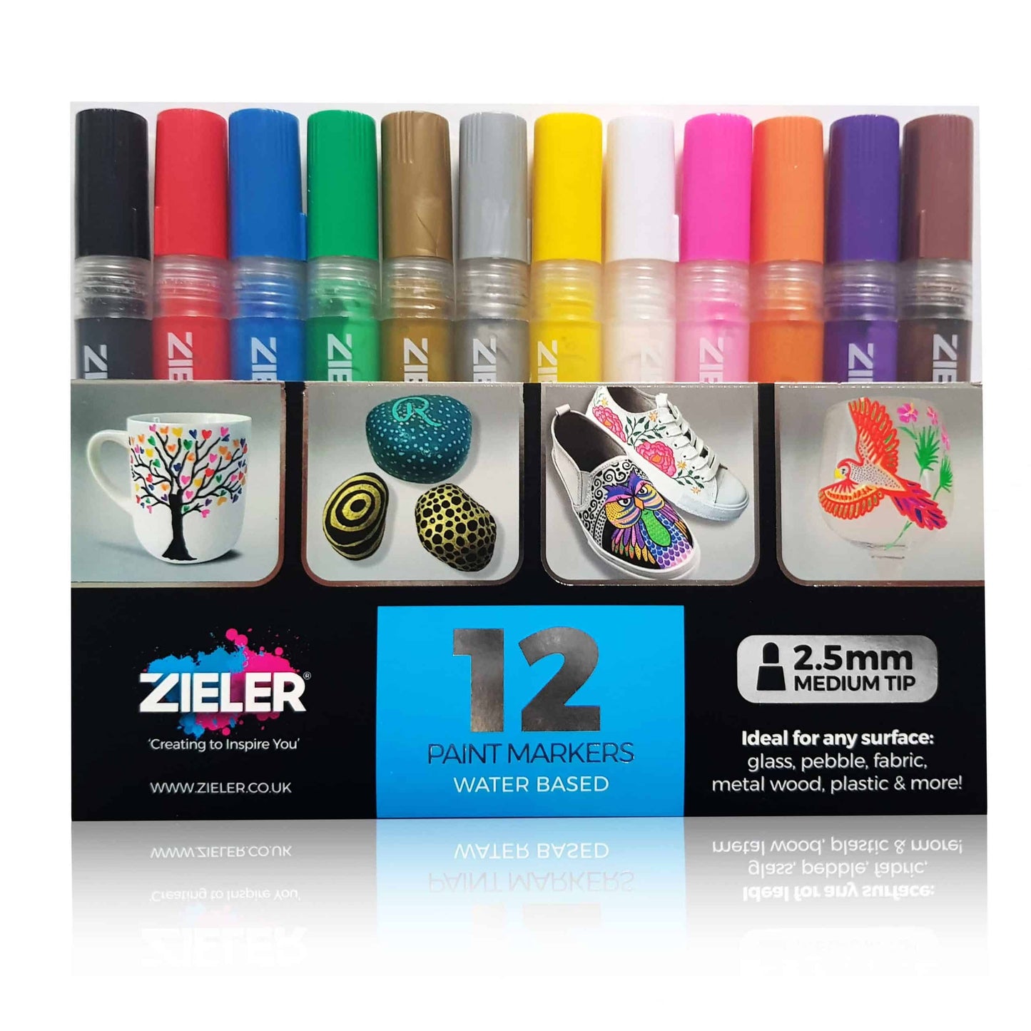 Acrylic Paint Marker Pens | Medium tip (2.5mm) | Set of 12