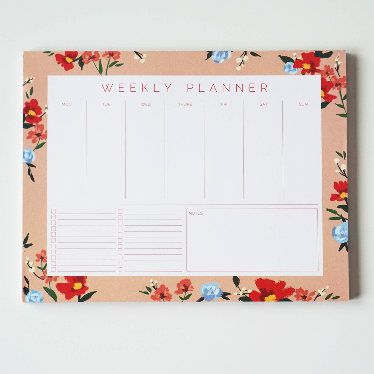 Peach Floral Weekly Planner Notepad