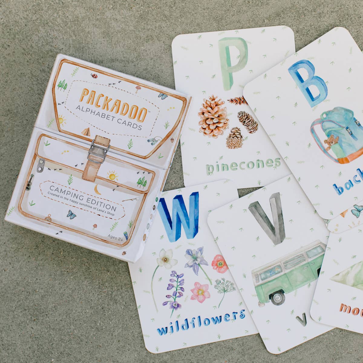Camping Themed Alphabet Flash Cards for Kids