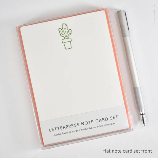 Flat Note Card Set with Happy Cactus (#502)