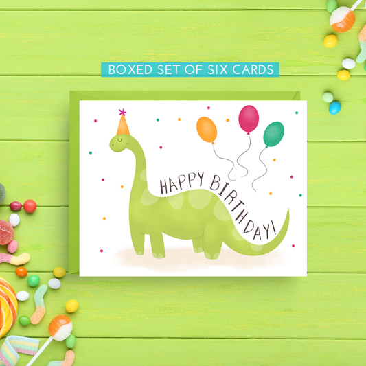 Dinosaur Birthday Card (Boxed Set of 6 Cards)