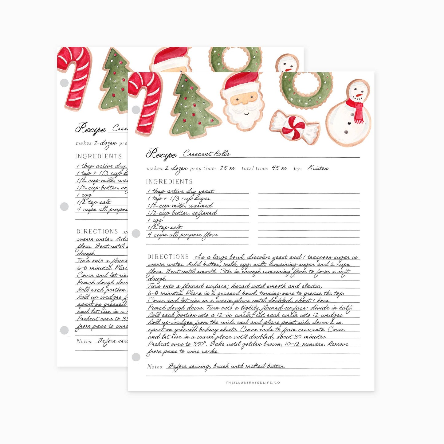 Christmas Cookie Holiday Recipe Binder Filler Pages