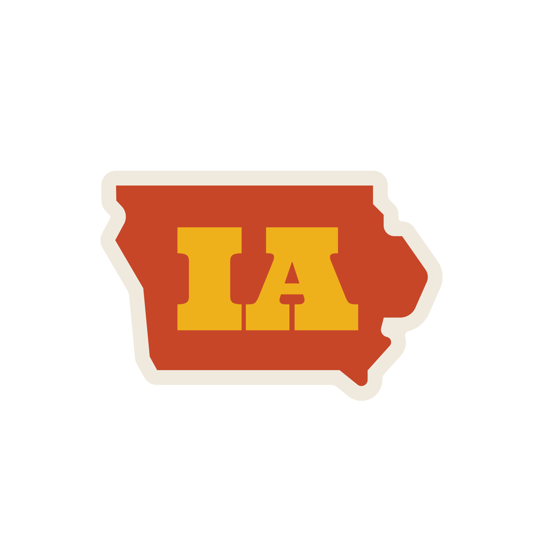 Red Iowa State Rectangular Shape Iowa State Outline (Red & Yellow) – Pella Paperie